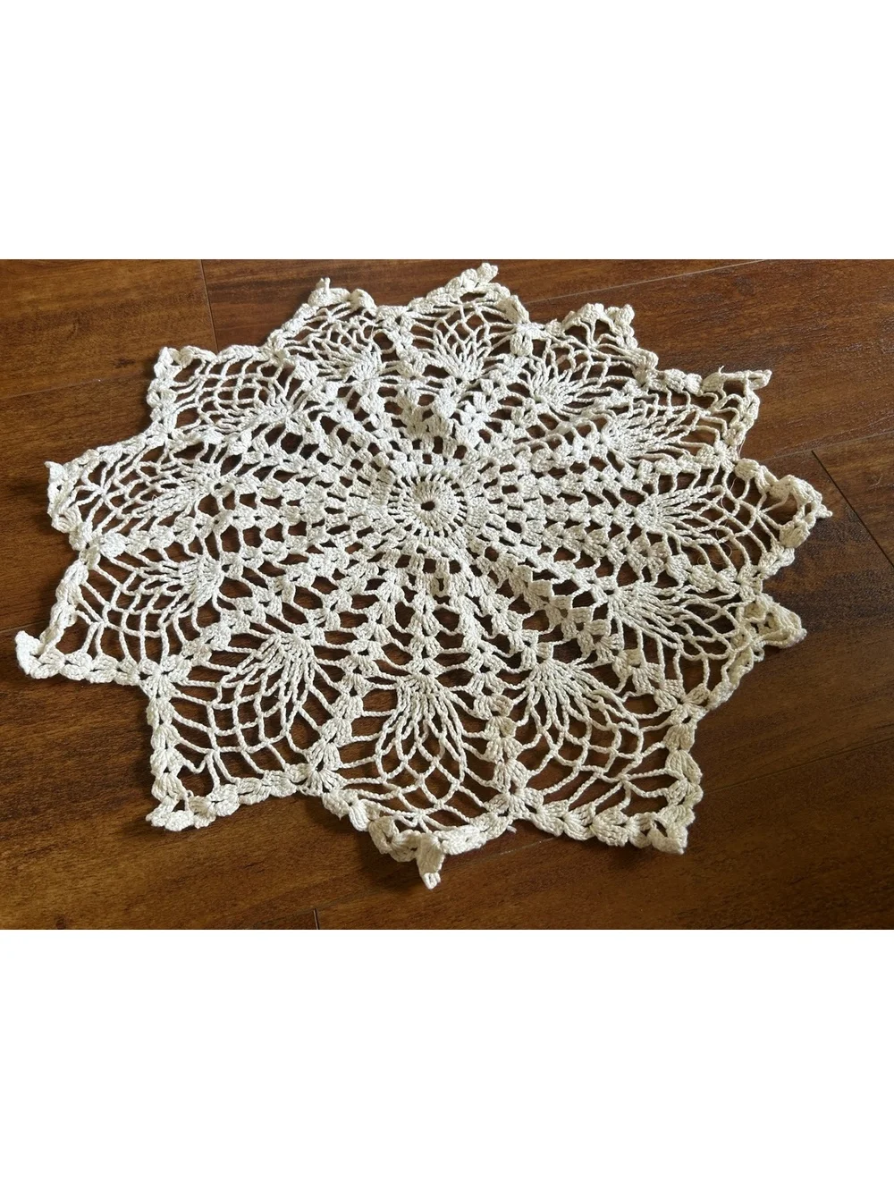 Set of 2 Vintage Handmade Crochet Doilies in Cream